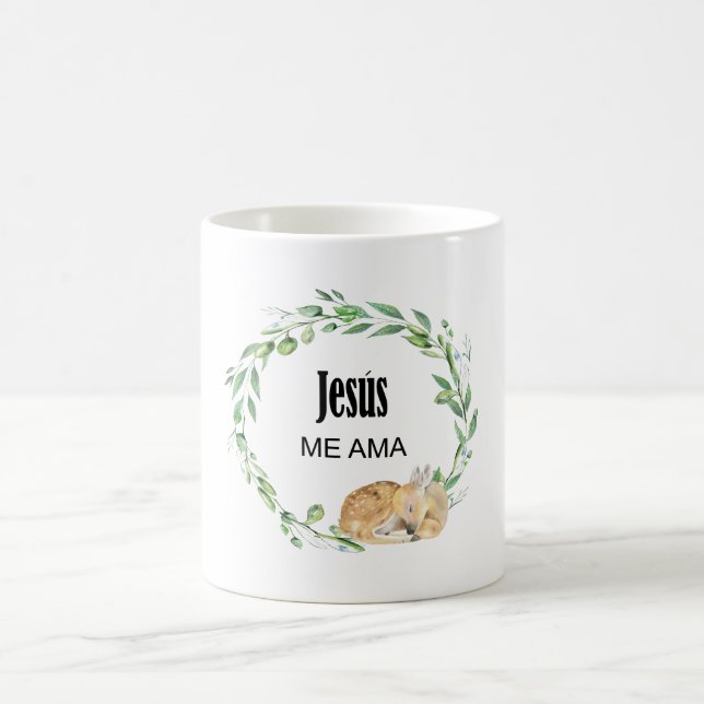 Taza De Café Jesús me ama, verso bíblico español (Centro)
