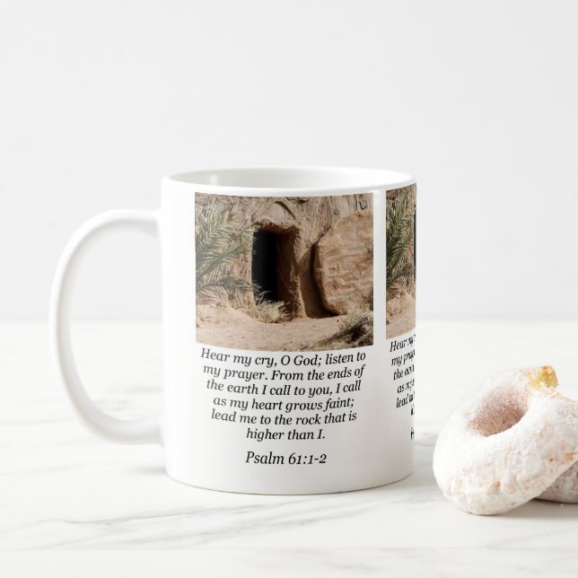 Taza De Café Jesus Mug Psalm 61:1-2 (Con donut)