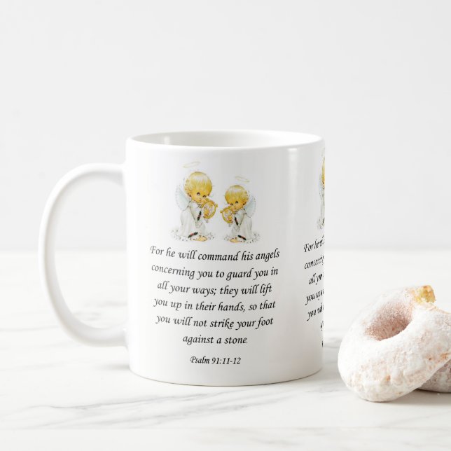 Taza De Café Jesus Mug Psalm 91:11-12 (Con donut)