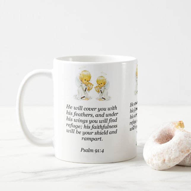 Taza De Café Jesus Mug Psalm 91:4 (Con donut)