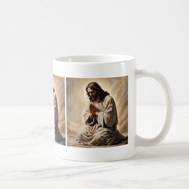 Taza De Café Jesús rezando café Mug (Derecha)