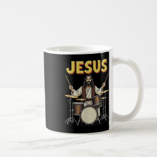 Taza De Café Jesús Rockea Música Funny Diseño de Drummer Cristi