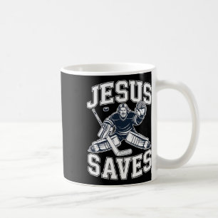 Taza De Café Jesús salva: humor de hockey para jugadores cristi
