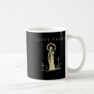 Taza De Café Jesús salva la fe cristiana Cruz vintage religioso