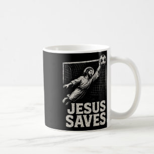 Taza De Café Jesús salva - Portero de fútbol inspiración cristi