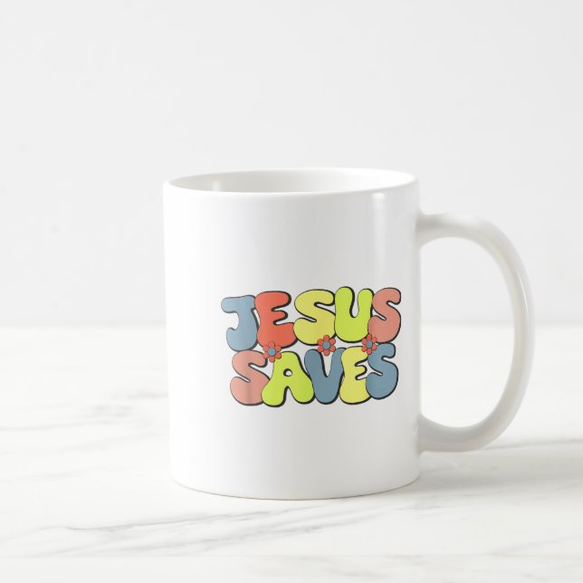 Taza De Café Jesus Saves - Hipe Flower Child Style  (Derecha)