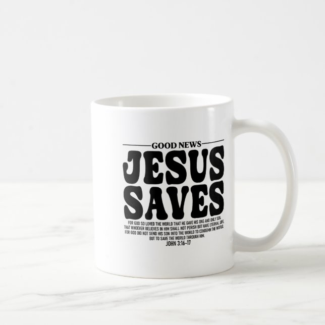 Taza De Café Jesus Saves Onback Subtle Christian Minimal Religi (Derecha)