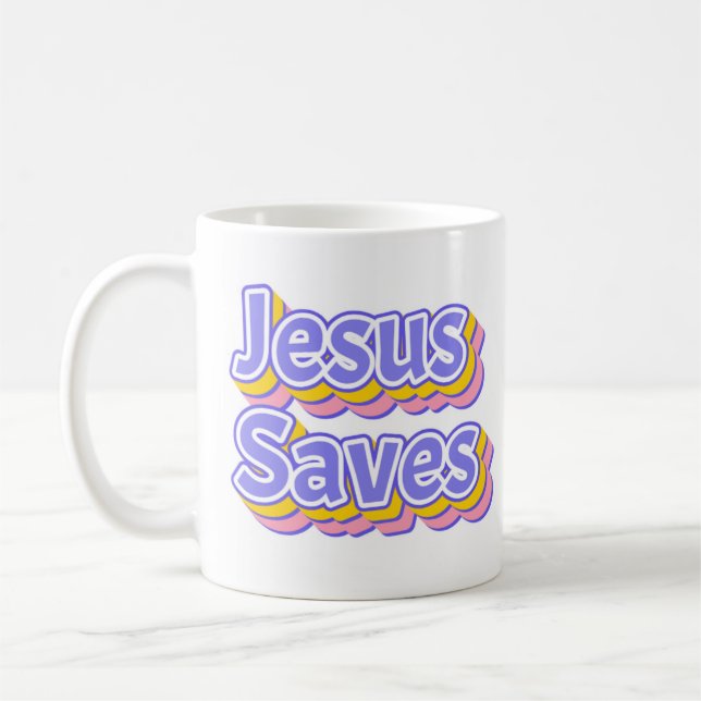 Taza De Café Jesus Saves Pastel 3D (Izquierda)