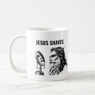 Taza De Café Jesús se afeita - Meme divertido de Jesús