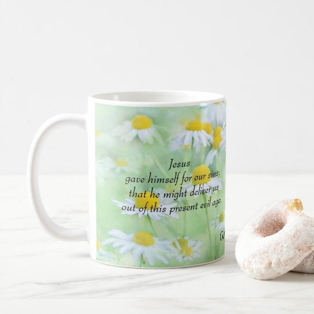 Taza De Café Jesús Se Entregó - Galatianos 1:4 (Con donut)