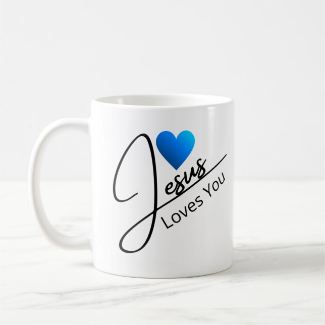Taza De Café Jesús Te Ama - Café Corazón Azul (Izquierda)