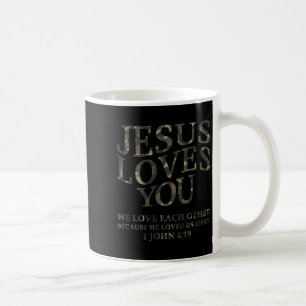 Taza De Café Jesús Te Ama Camuflaje Cristiano Jóvenes Hombres D