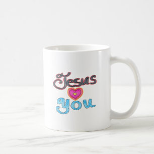Taza De Café Jesús te ama con corazón rosa