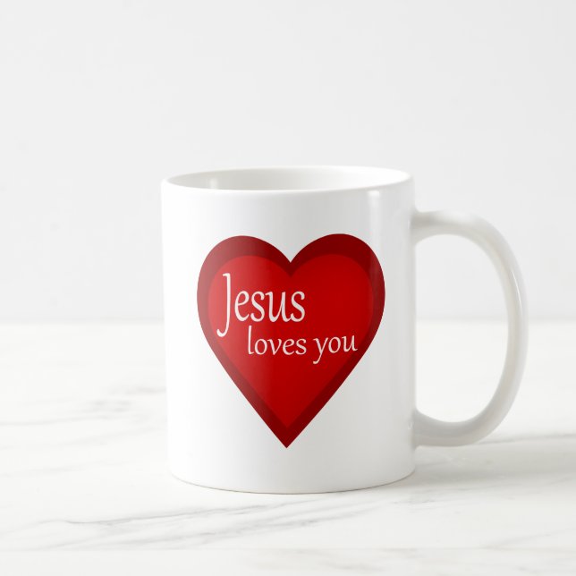 Taza De Café Jesús Te Ama El Corazón Afirmativo Mug (Derecha)