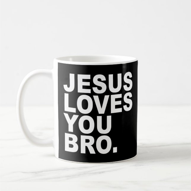 Taza De Café Jesús Te Ama Hermano - Fe Cristiana Pullover Hoo (Izquierda)