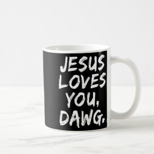 Taza De Café Jesús te ama perro cristiano creyente fe Dios