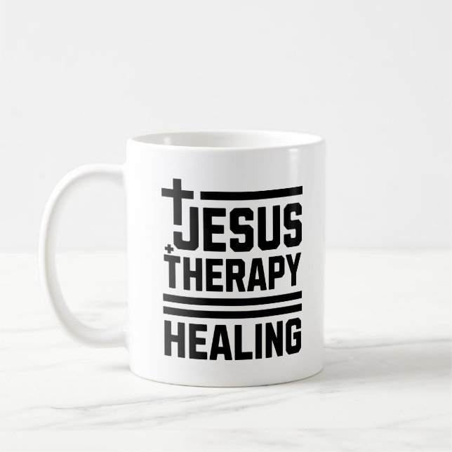Taza De Café Jesús + Terapia = Salud Mental Cristiana (Izquierda)