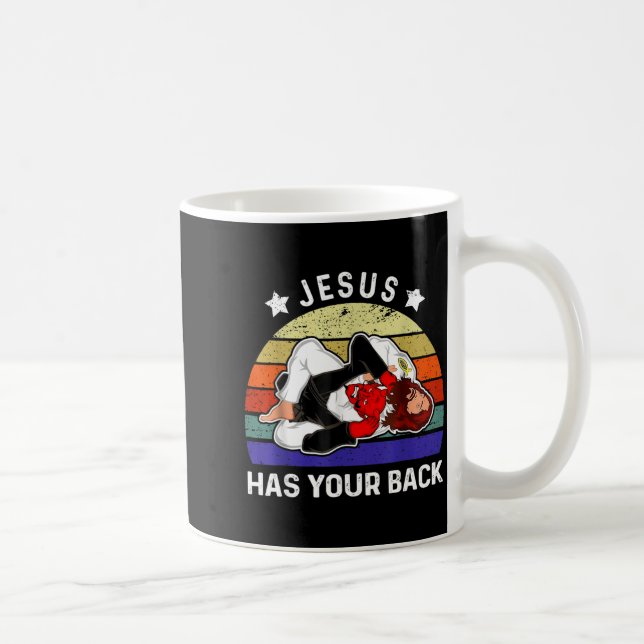 Taza De Café Jesús Tiene Tu Espalda Jiu Jitsu Grappling vs Diab (Derecha)