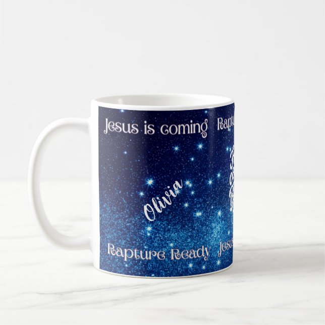 Taza De Café "Jesús viene listo para el rapto" tazón de diseño (Izquierda)