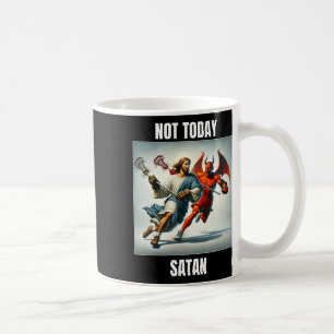 Taza De Café Jesús Vs Satan Tocando Lacrosse - No Hoy Satanás
