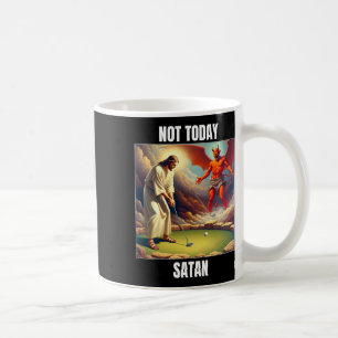 Taza De Café Jesús Vs Satanás Jugando Golf - No Hoy Satanás