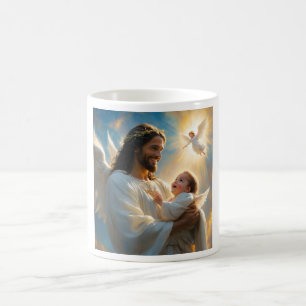Taza De Café Jesús y el ángel del bebé