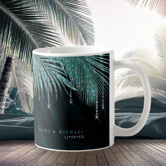 Taza De Café Jewel Palm Leaf Boda ID830 Verde azulado (Subido por el creador)