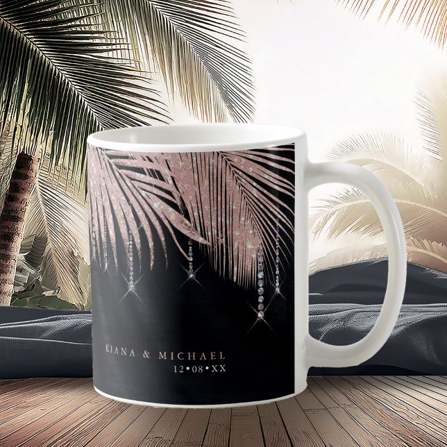 Taza De Café Jewel Palm Leaf Boda Rosa Oro/Navy ID830 (Subido por el creador)