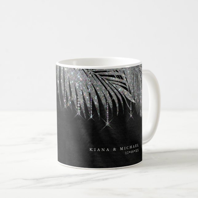 Taza De Café Jewel Palm Leaf Boda Silver ID830 (Anverso derecho)