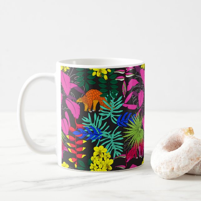 Taza De Café Jewel Tones Tropical Rainforest Pangolins (Con donut)