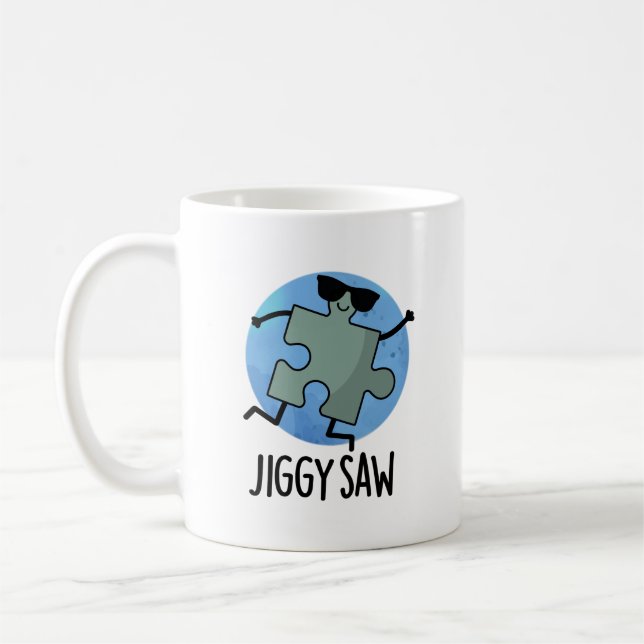 Taza De Café Jiggy Saw Funny Dancing Jigsaw Puzzle Pun (Izquierda)