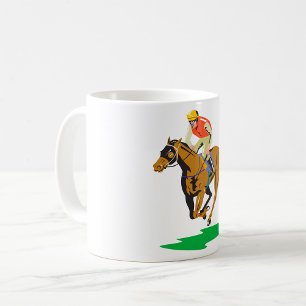 Taza De Café Jinete de carreras de caballos galopando