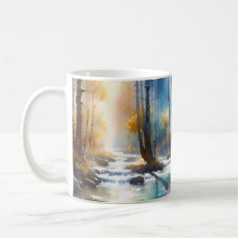 Taza De Café Jinete de río al aguaforestal luz