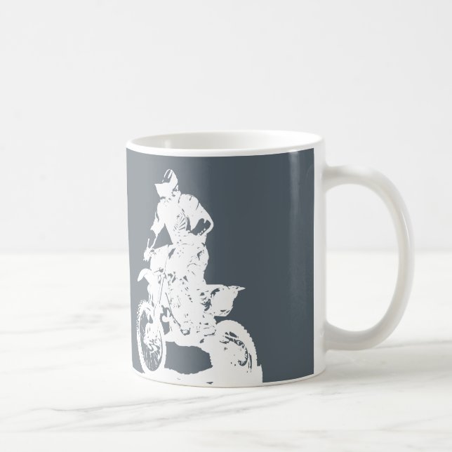 Taza De Café Jinete del motocrós en la bici - fondo editable (Derecha)