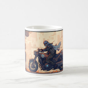 Taza De Café Jinete En El Arte Pixel