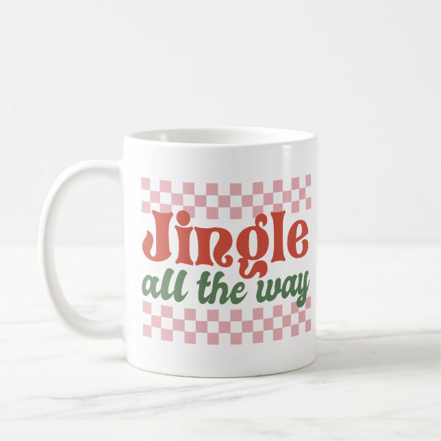Taza De Café Jingle All Way Retro Groovy Navidades (Izquierda)