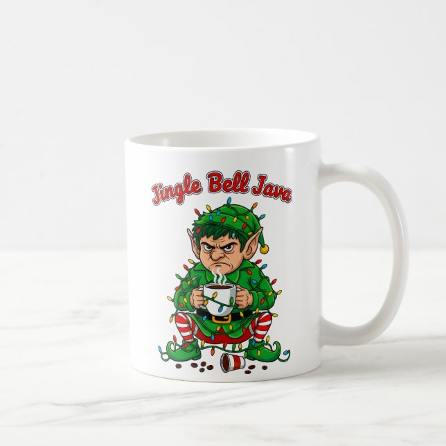 Taza De Café Jingle Bell Java Funny Elf Coffee Design (Derecha)
