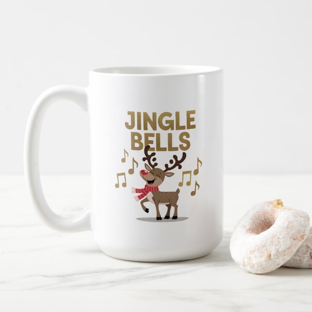 Taza De Café Jingle Bells Singing Reindeer (Con donut)