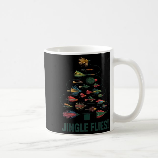 Taza De Café Jingle Flies Funny Fly Fishing Lure Christmas Paja (Derecha)