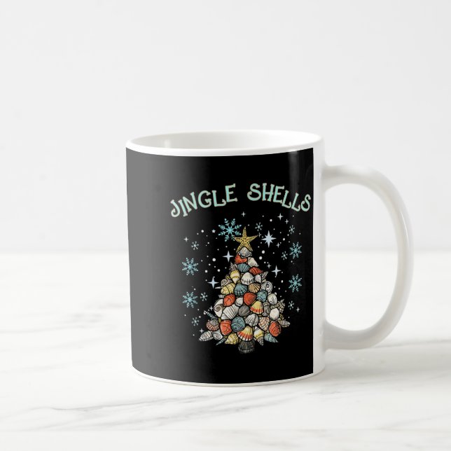 Taza De Café Jingle Shells Christmas Tree Snowflakes Celebratio (Derecha)
