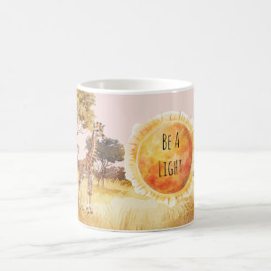 Taza De Café Jirafa de sol cebra safari se una luz