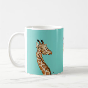 Taza De Café Jirafa en fondo verde azulado