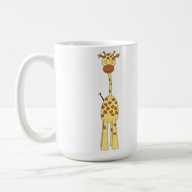 Taza De Café Jirafa linda alta. Animal del dibujo animado (Izquierda)