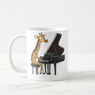 Taza De Café Jirafa Linda Tocando Piano Jirafas Músico Música