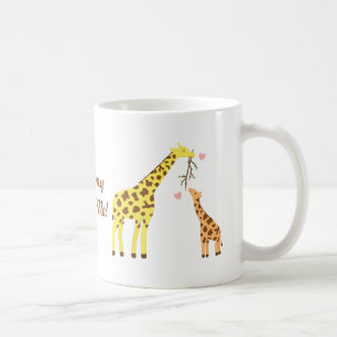 Taza De Café Jirafa Mamá y Ternero Bebé Coloridos Para Niños