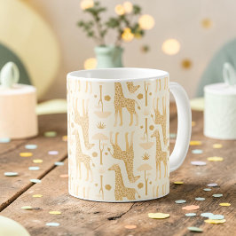 Taza De Café Jirafa Patrón Boho Safari Amarillo Neutral