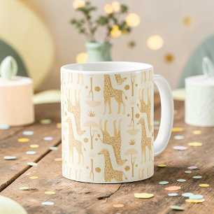 Taza De Café Jirafa Patrón Boho Safari Amarillo Neutral