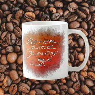 Taza De Café Jitter Juice Junkie - arte de café en blanco.