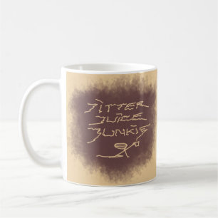 Taza De Café Jitter Juice Junkie - arte de café en latte brown.