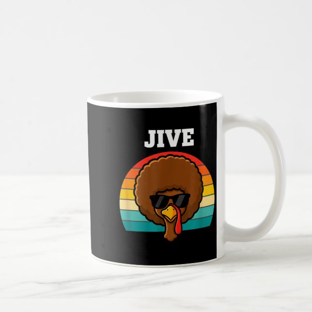 Taza De Café Jive Turkey Afro Retro 70s Thanksgiving Turkey Day (Derecha)